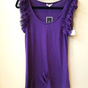 Juicy Couture top ruffled sleeve top size S. Beautiful deep purple color